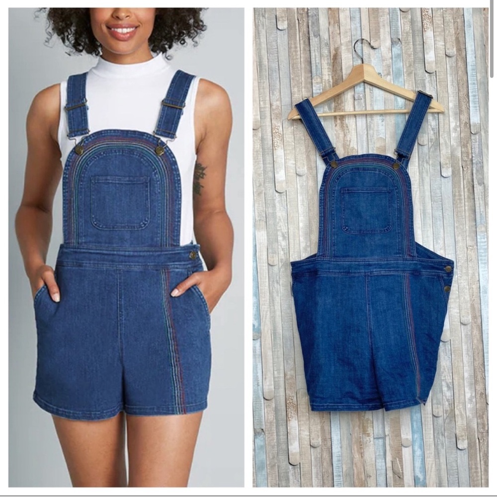 Bouncing Over The Rainbow Denim Shortalls